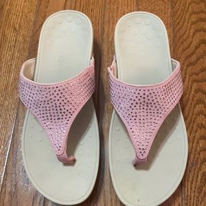 Pink sparkle vionic sandals